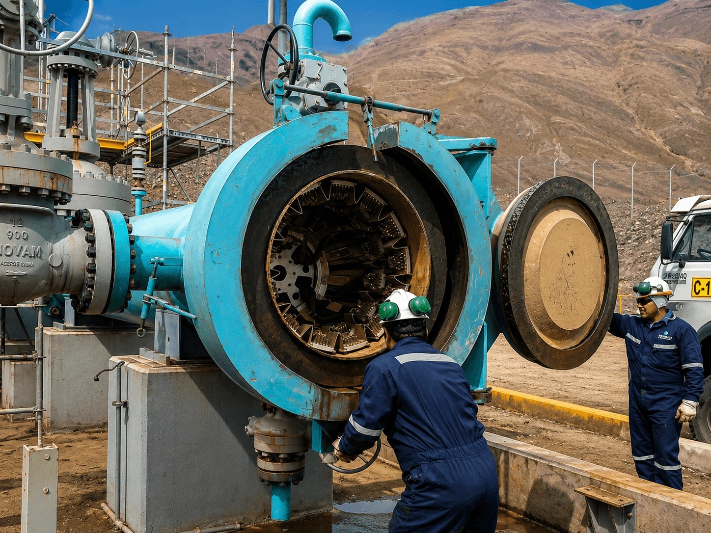 Infraestructura de ductos industriales sometida a procesos de limpieza y mantenimiento para mejorar la eficiencia operativa y el flujo de los sistemas.