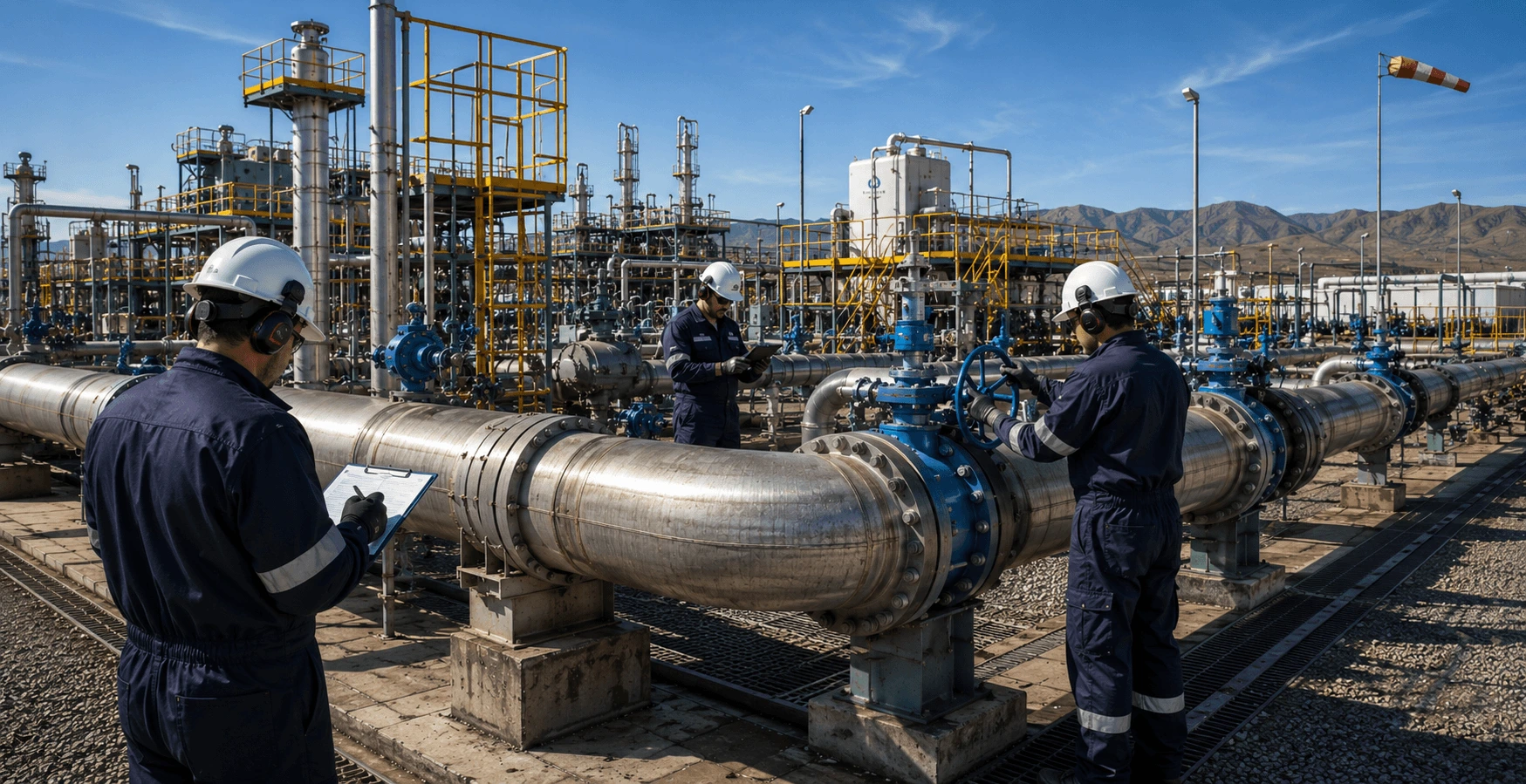 Personal especializado realizando limpieza con PIGs e inspección de tuberías industriales para certificación CTI.